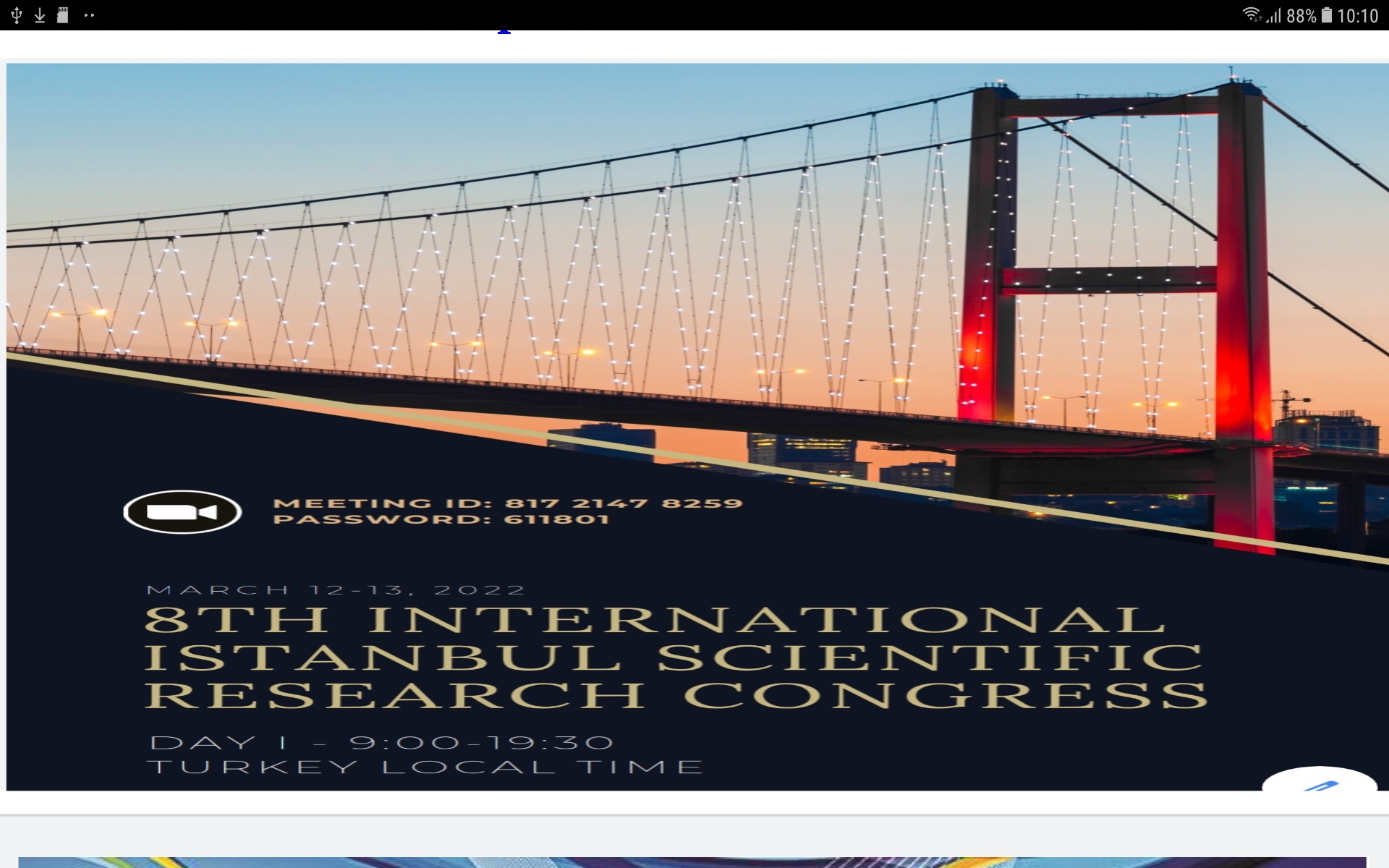 Al 8-lea congres internațional de cercetare științifică de la Istanbul 13.03.2022